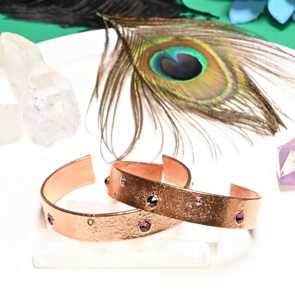 Purple Swarovski Crystal Copper Cuff Bracelet